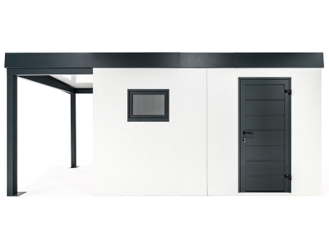 GARDEON® Gartenhaus mit Hörmann-Tür, Fenster und überdachtem Bereich